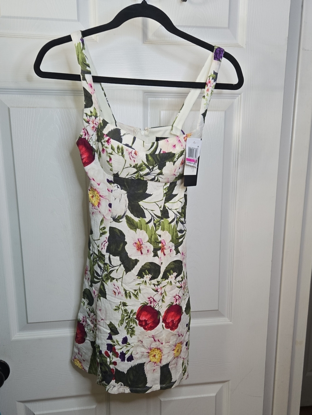 Floral Sundress with Red & Green Print
